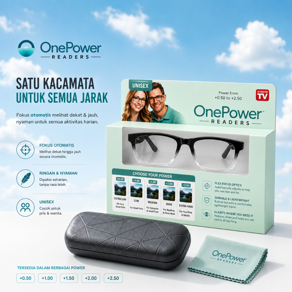 Kacamata Baca Oval Premium One Power Readers | Kacamata Plus Auto Focus Pria Wanita Ringan