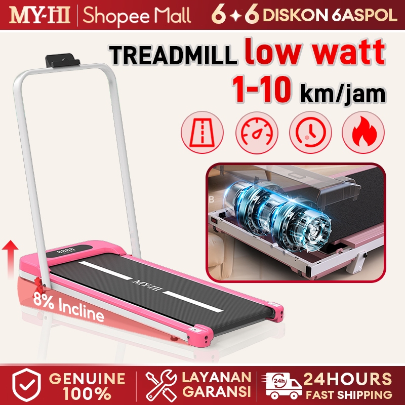 MY-HI Treadmill Listrik Pink Walking Pad Running Treadmill portable lipat incline Treadmill Termurah