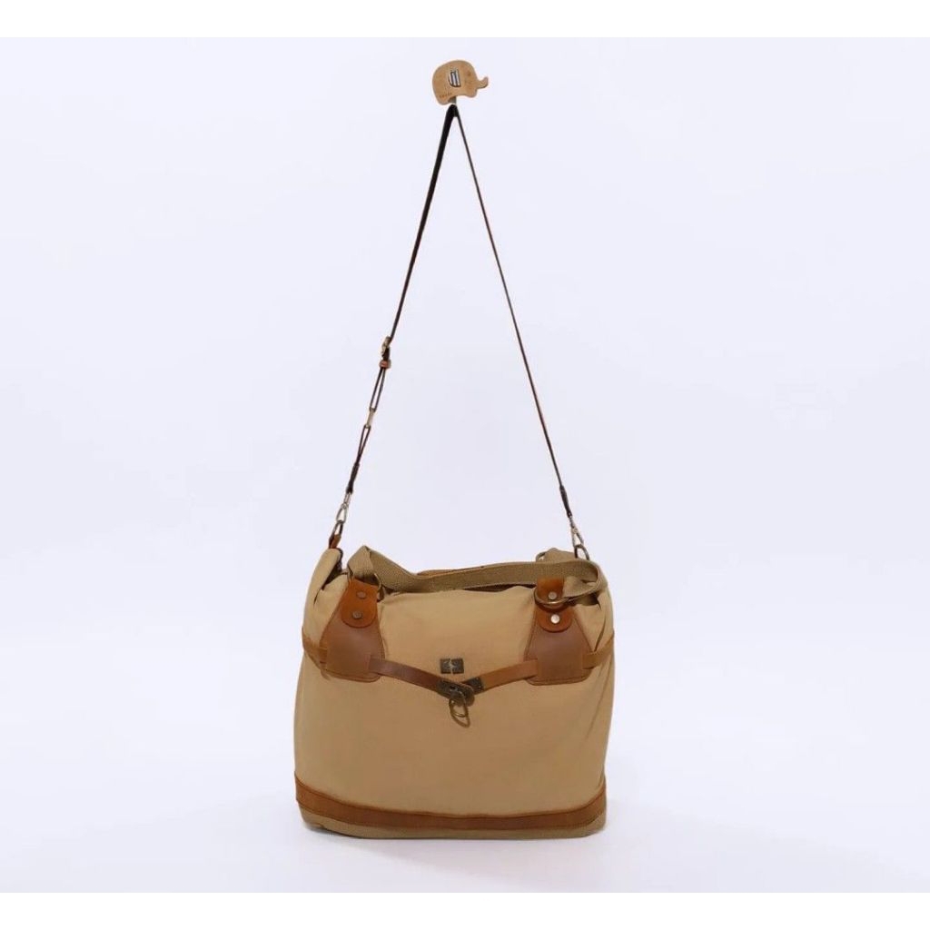 Vintage 90s Mia Canvas & Genuine Leather Shoulder Bag
-
