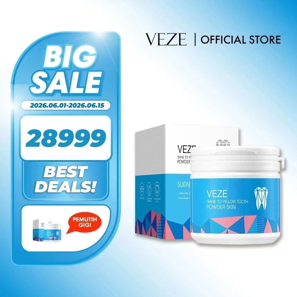 [BPOM] - VEZE Serbuk Pemutih Gigi Shine Yellow tooth Powder Skin Perawatan Gigi 50g