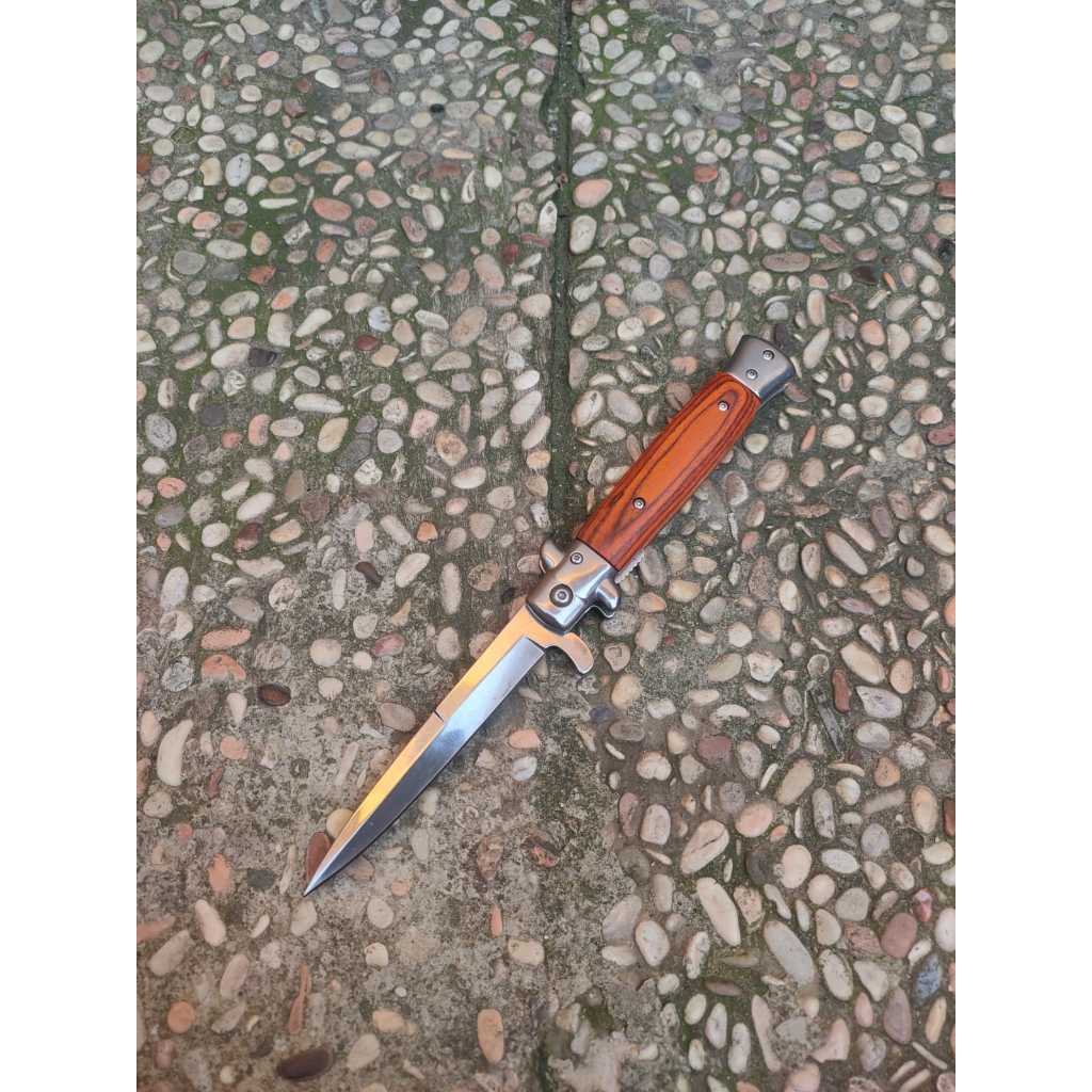 Pisau Survival Lipat Italy Coklat Bushcraft Outdoor Import