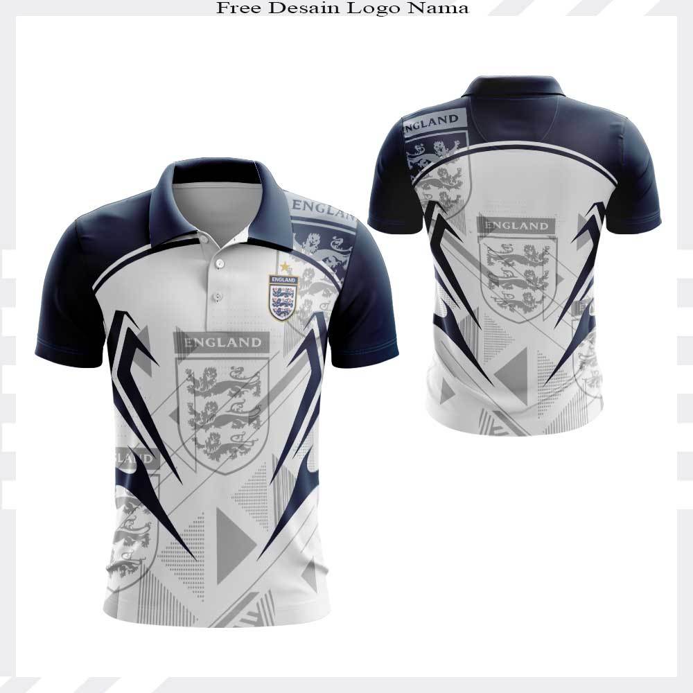 Baju Polo Unisex England Sepak Bola Inggris Kaos Tunik Jersey Piala Dunia England Poliester