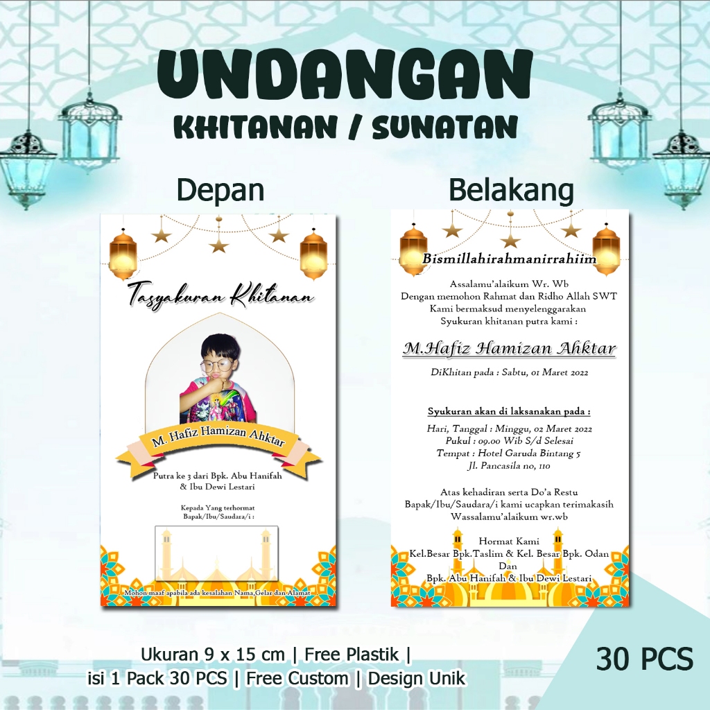 Undangan Khitan Kecil Custom Nama dan Foto Undangan Sunat KK03