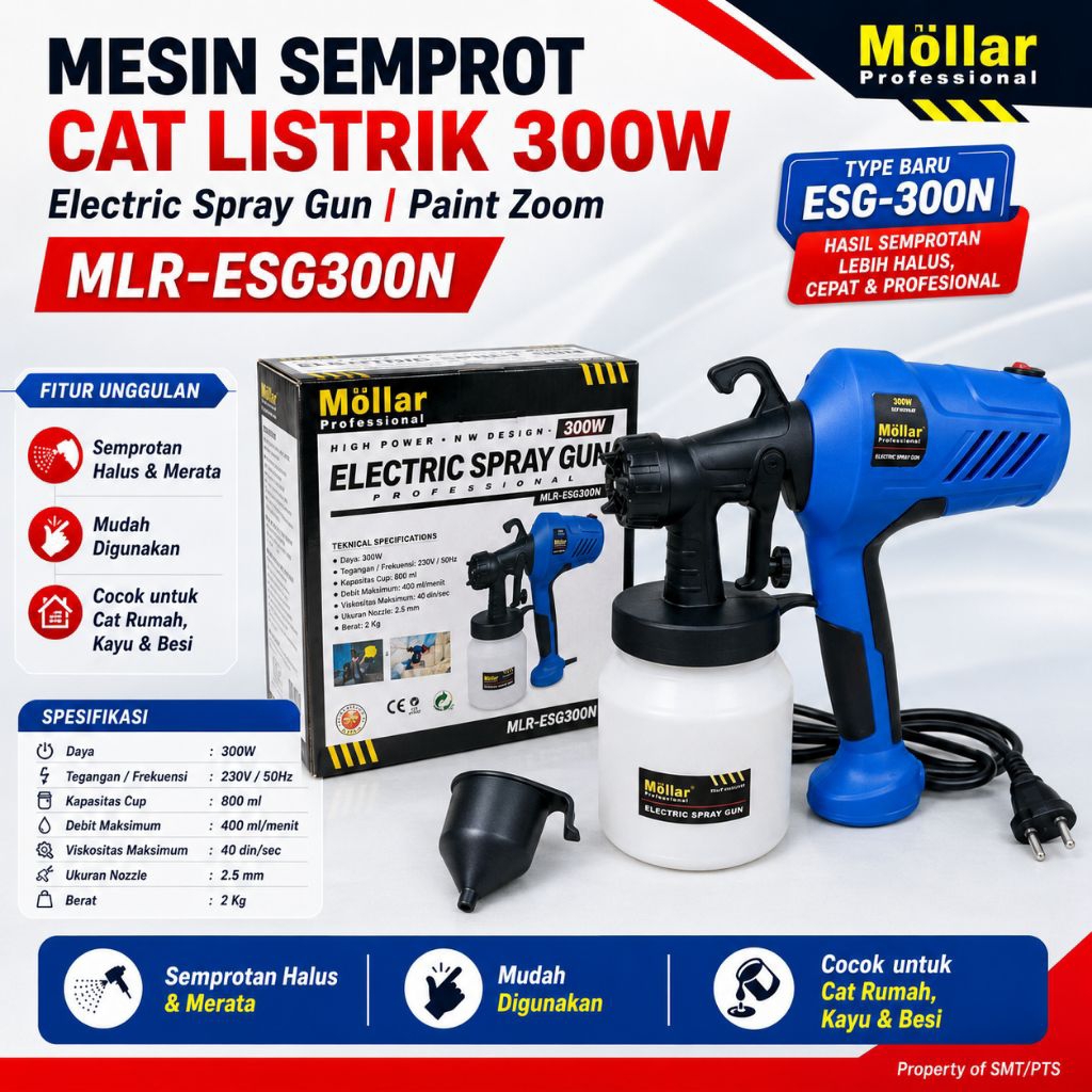 Electric Spray Gun Mollar ESG300N Spet Cat Elektrik Spraygun Alat Semprot Listrik