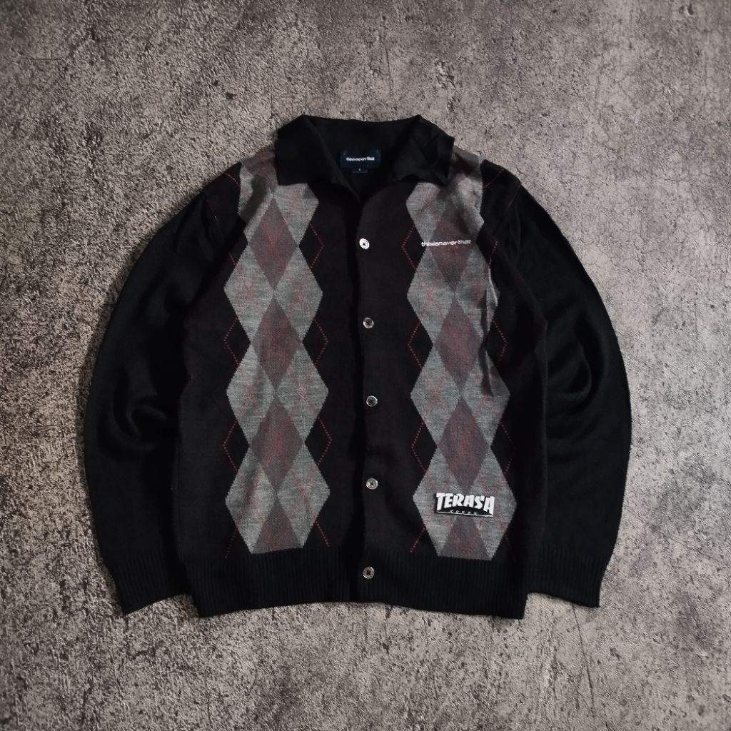 cardigan THISISNEVERTHAT argyle shirt pattern knitted