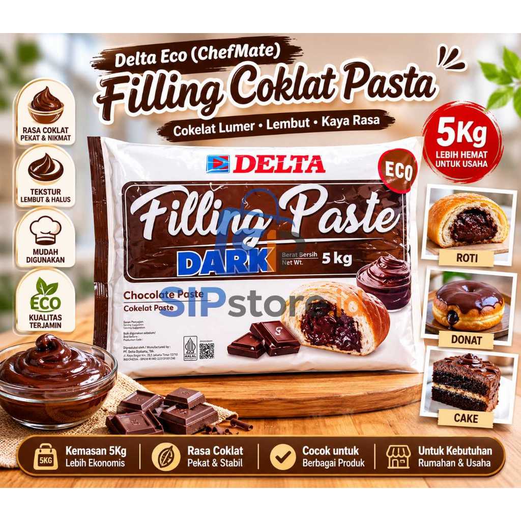 Delta Eco ChefMate Filling Coklat Pasta Cokelat Selai Isian Roti Manis Bakpao Kukus Dan Topping Dona