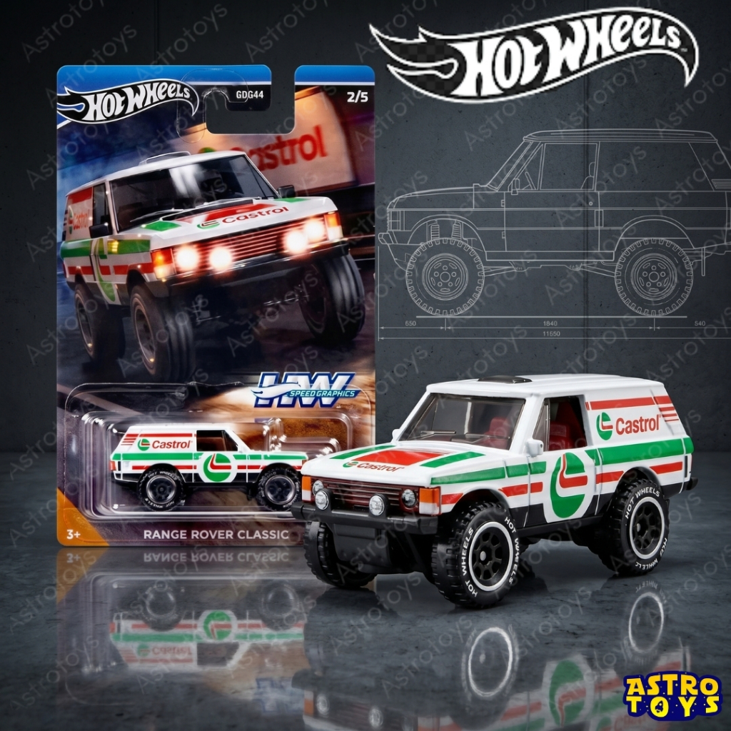 Hot Wheels Range Rover Classic Castrol Putih Hijau Speed Graphic series Diecast Mobil SUV Hotwheels