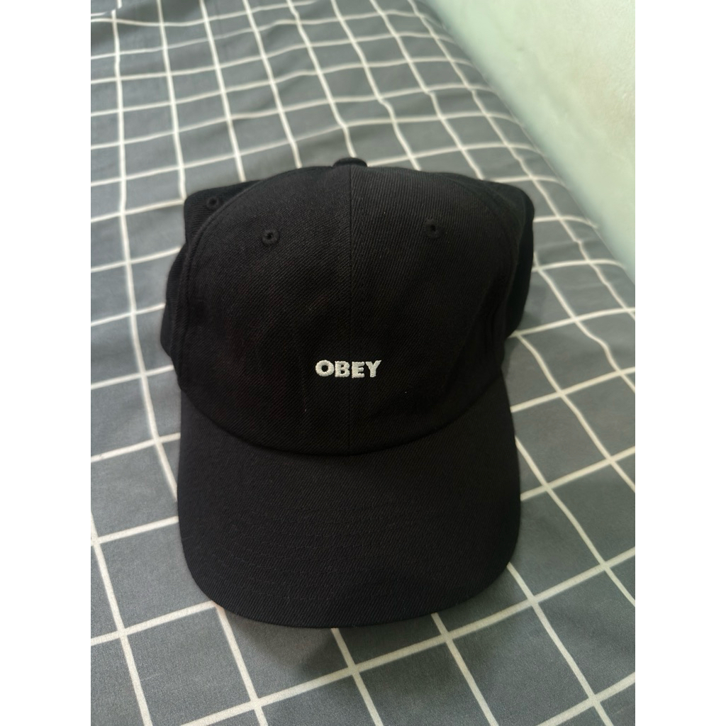 Topi Obey Original Hitam Pekat Logo Bordir