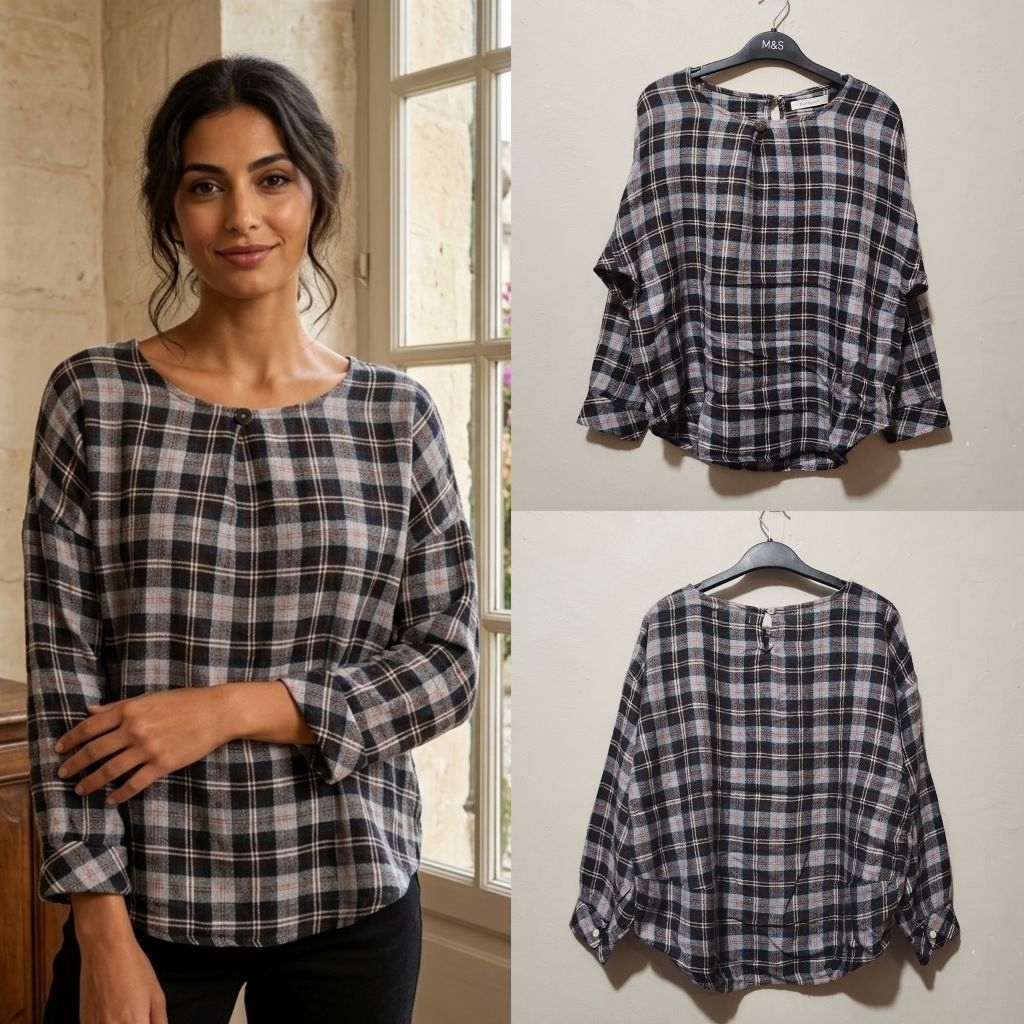 FINAL DECISION Tartan blouse tartan oversize blouse kotak kotak
