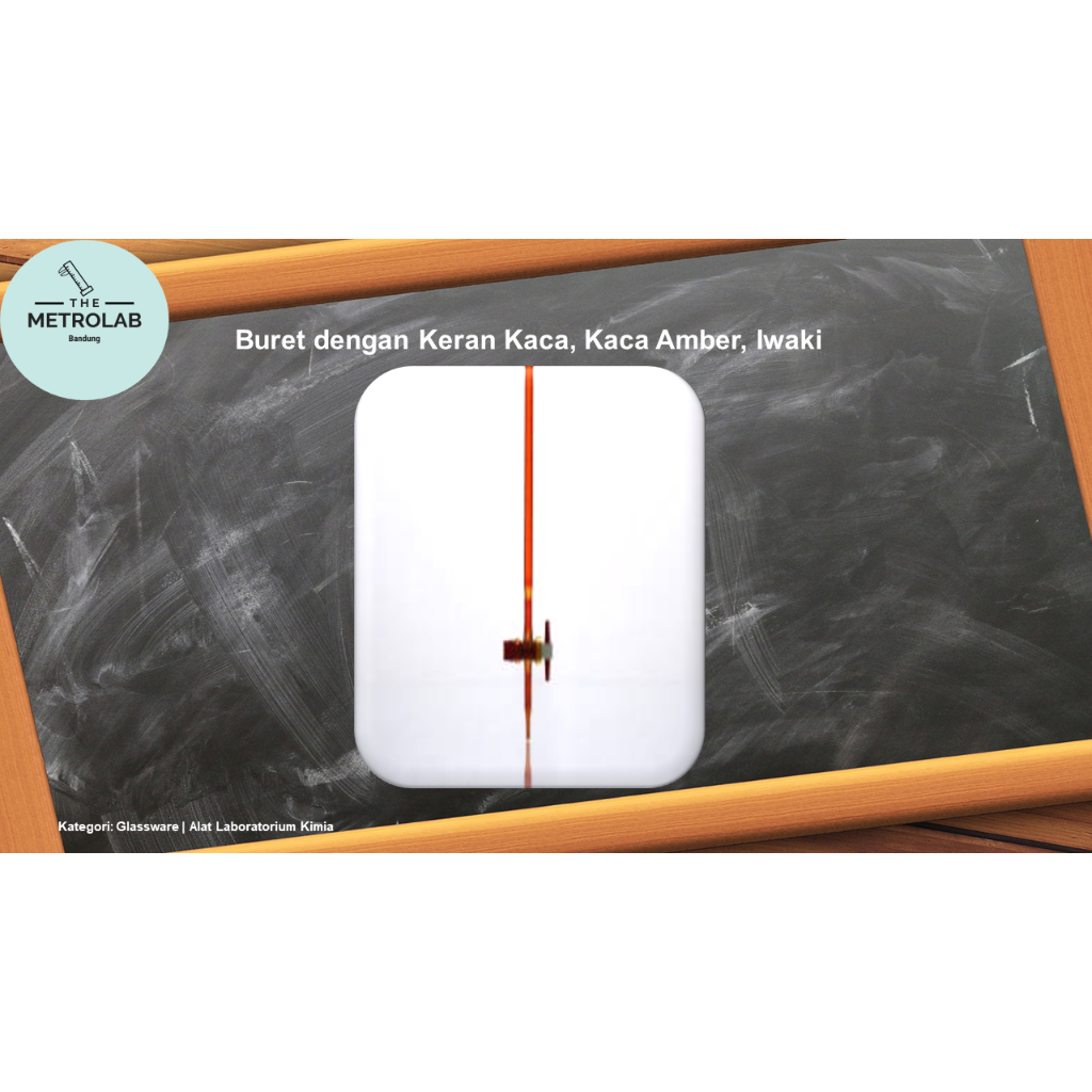 Buret 25 ml dengan Keran Kaca, Kaca Amber, Iwaki