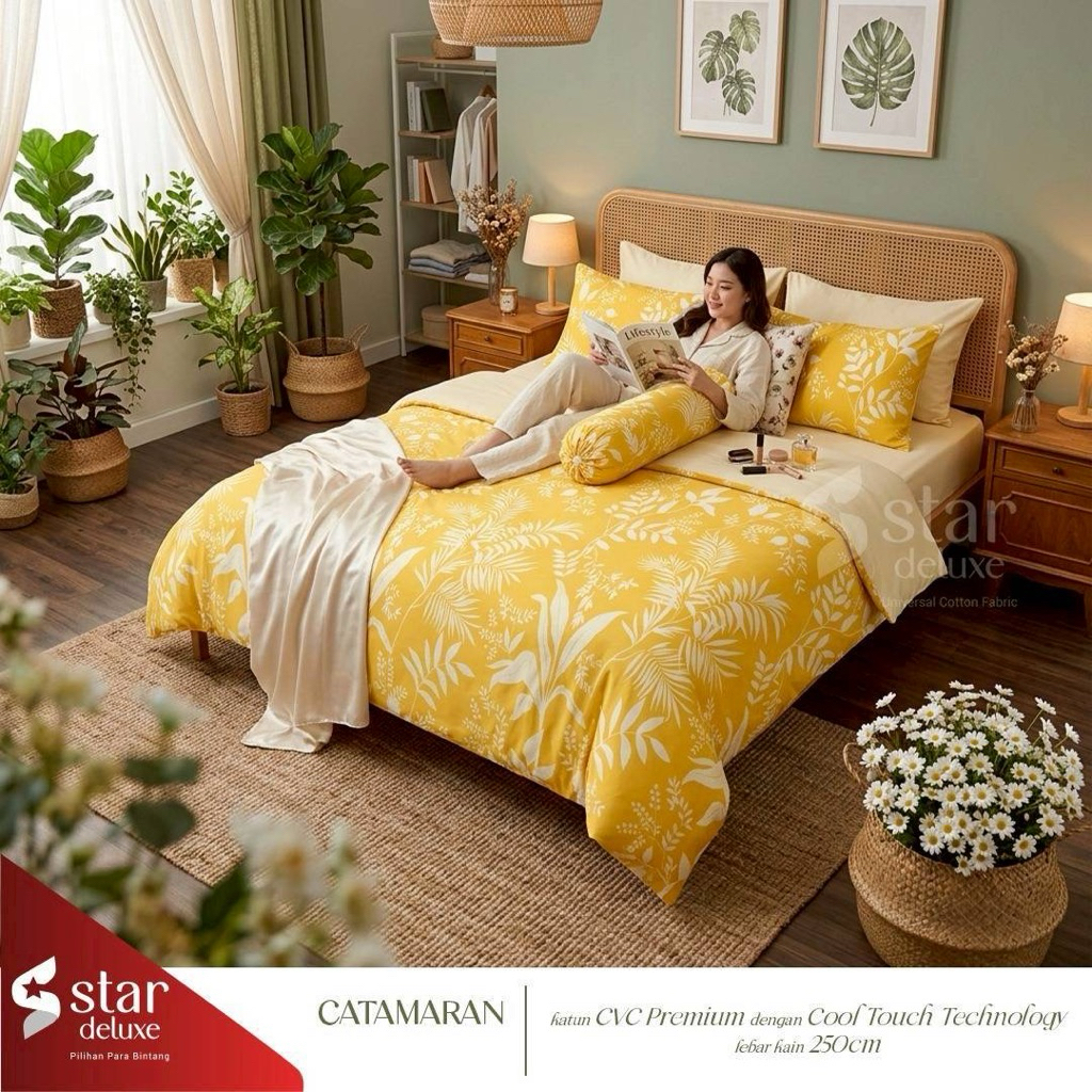 Seprai katun CVC star collection catamaran 2 warna(ajwa)