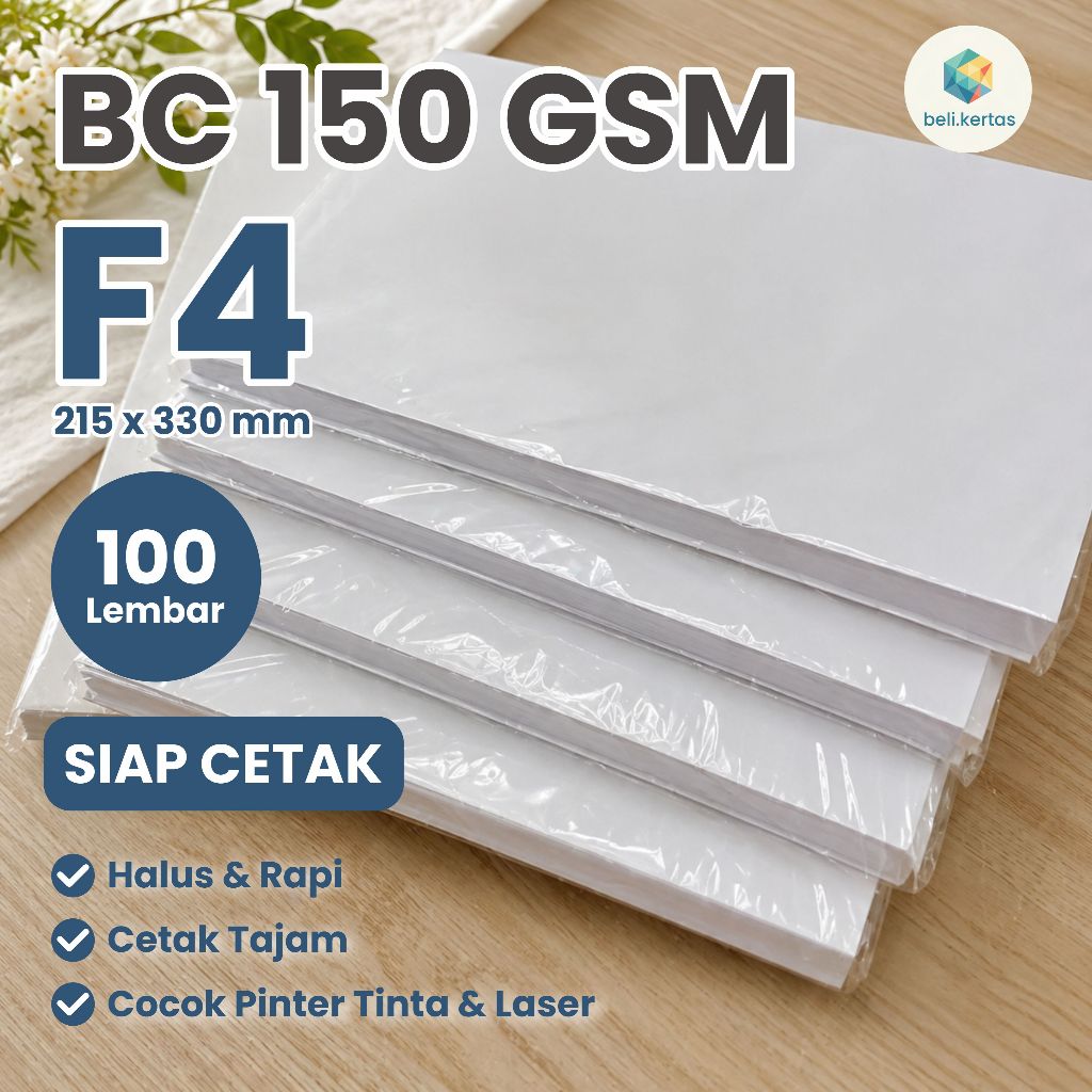 Kertas BC Tik 150 Gsm Putih Isi 100 Lbr - Ukuran F4 - Kertas Undangan  / Tik / Brief Card Premium - 
