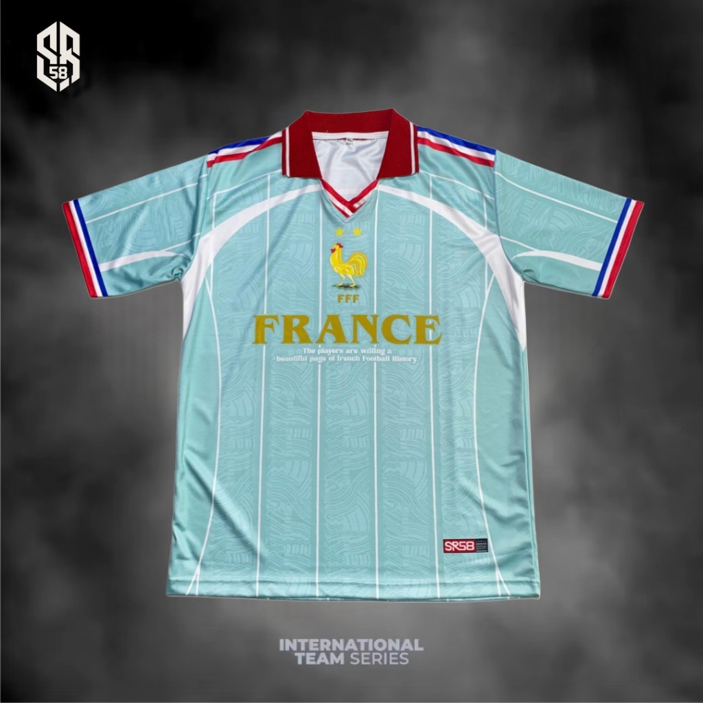 Jersey Vintage France Piala Dunia 2026 Kerah Rib Jersey Retro Fantasy France Unisex