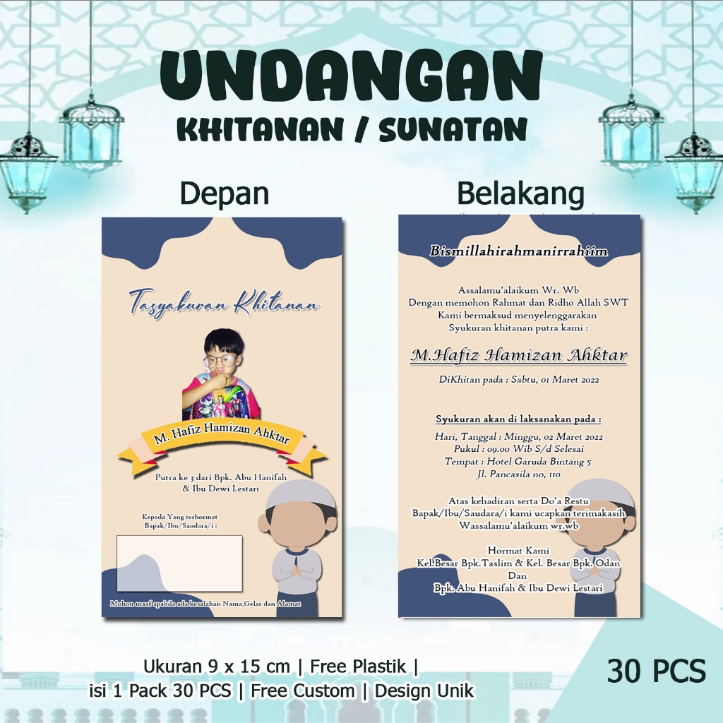 Undangan Khitan Kecil Custom Nama dan Foto Undangan Sunat KK05