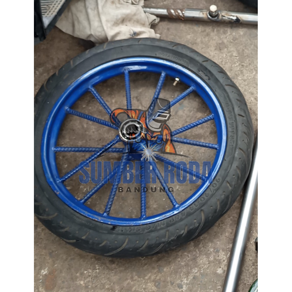 Velg gerobak las beton ukuran 14 inch (lengkap as dan pipa as )