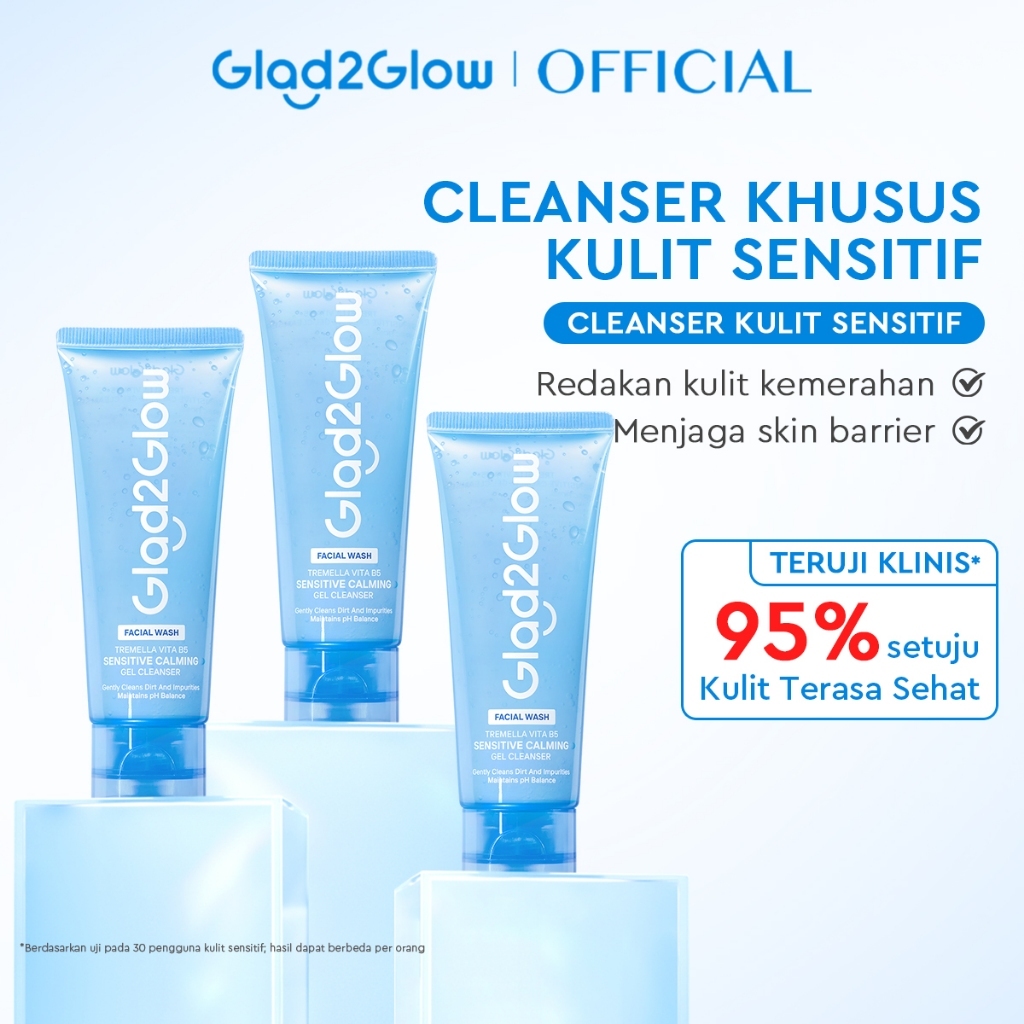 Glad2Glow Tremella Vita B5 Sensitive Calming Gel Cleanser facial wash skincare face wash sabun cuci 