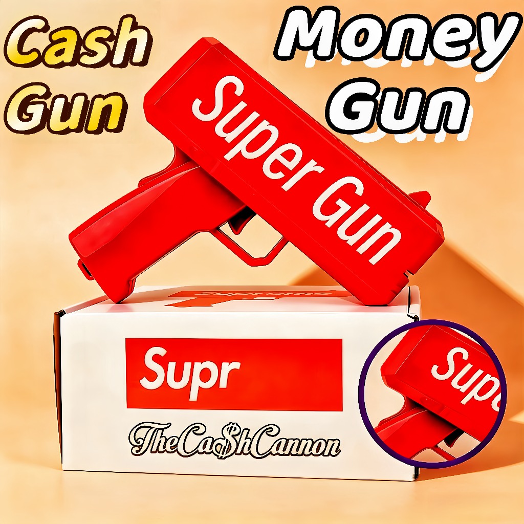 Mainan Anak Tembakan Money Gun Uang Supreme Merah Lucu Murah Prank Pistol Uang Tembakan Uang