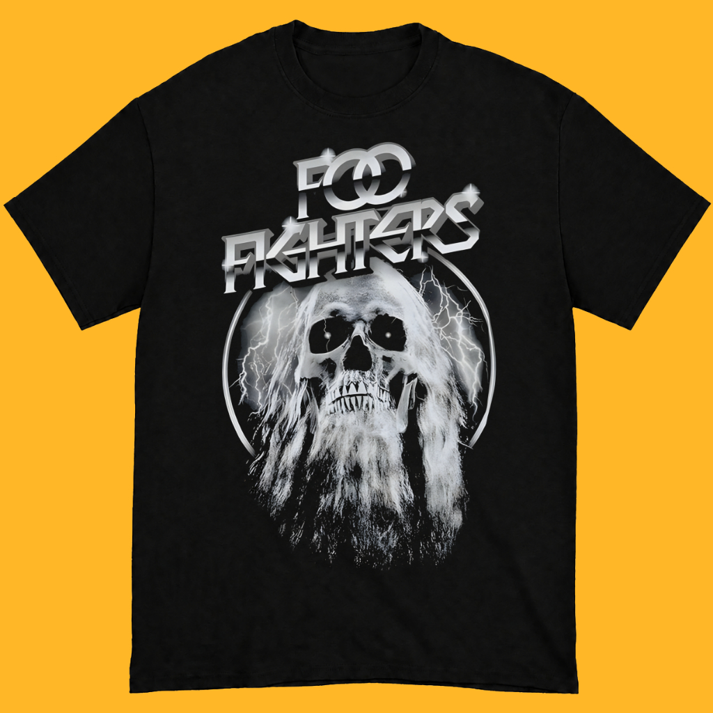 Kaos Band FOO FIGHTERS Bearded Skull Vintage Retro - T-Shirt Reguler & Boxy Unisex Baju band Merchan