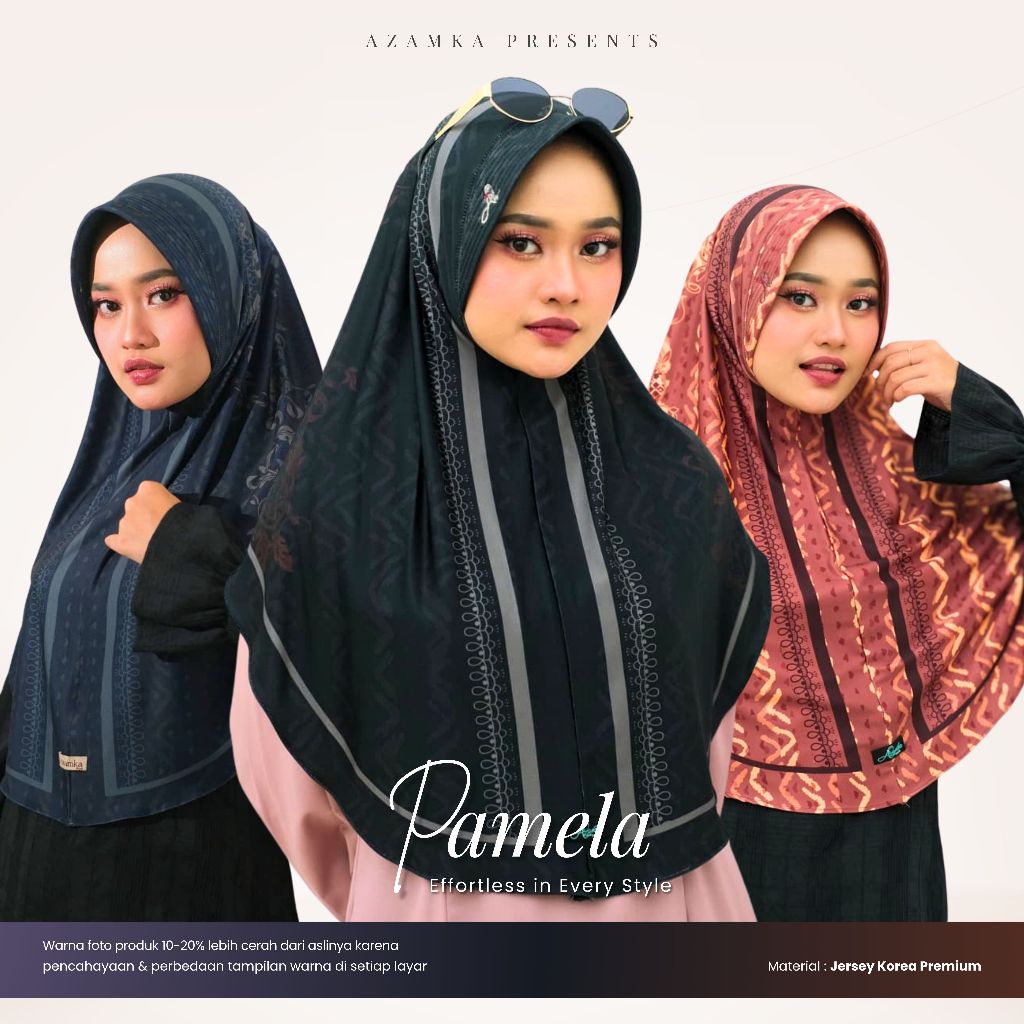 AZAMKA Hijab [TERBARU] - Bergo Pamela Series - Jilbab Instan Motif Printing Premium Exclusive - Keru