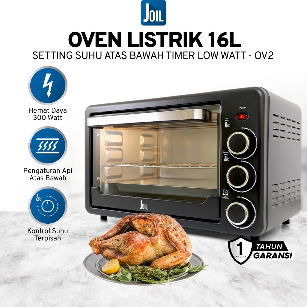 Joil Oven Listrik 16L LOW WATT 300W - Kontrol Suhu Atas Bawah Terpisah  - OV2