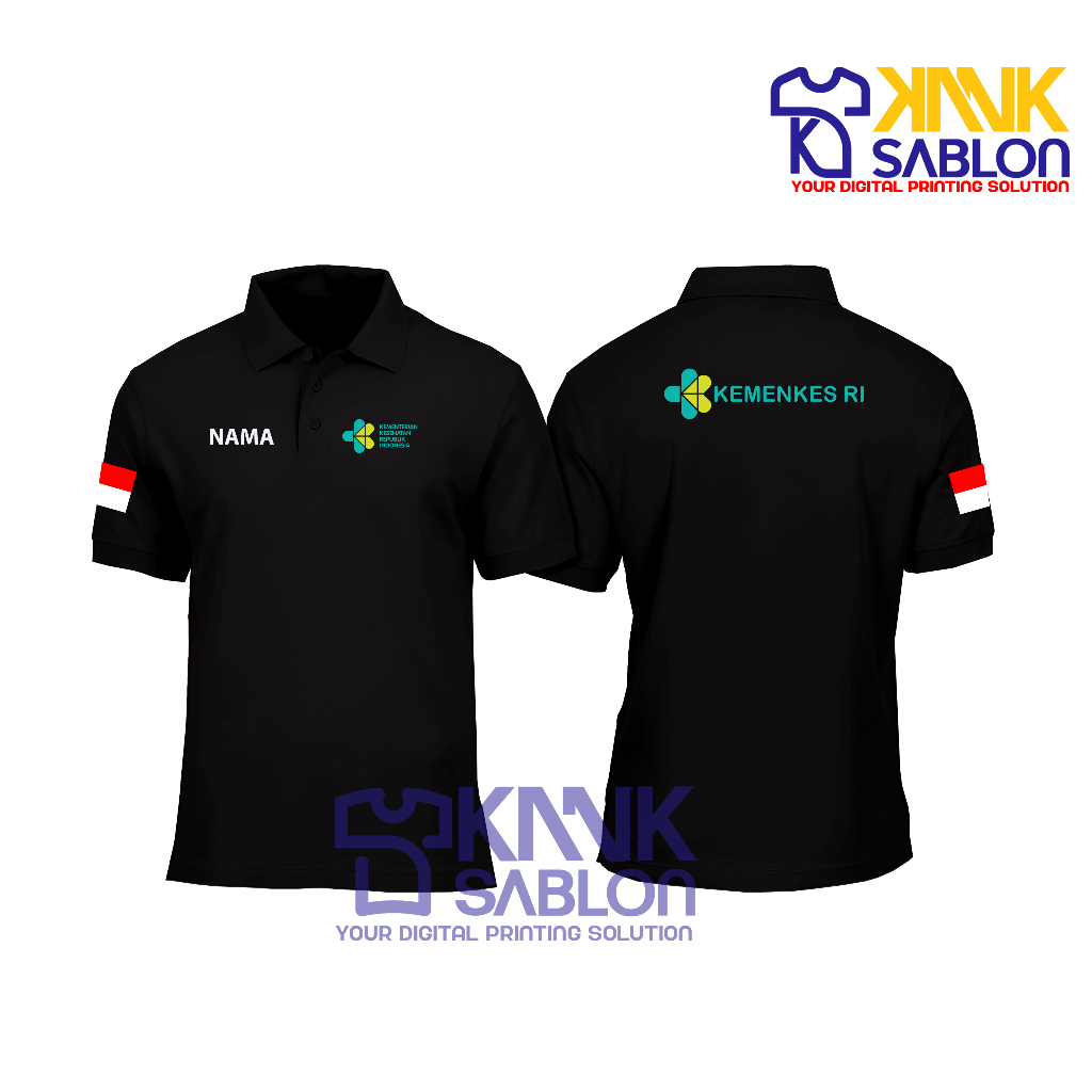 Poloshirt KEMENKES - Kaos Polo KEMENKES Free Nama - Baju Berkerah KEMENKES Panjang Pendek - Kanksabl
