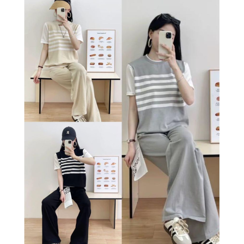 One set rajut knit import setelan wanita