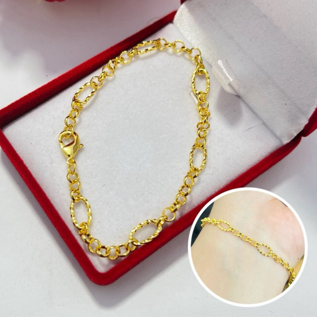 Gelang rantai oval lapis emas