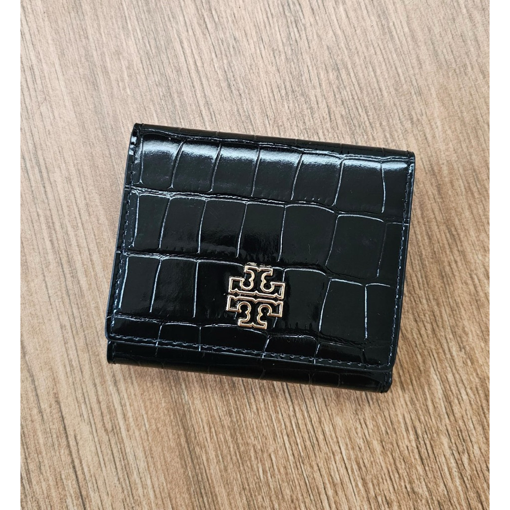 Ready TB britten small wallet black croc