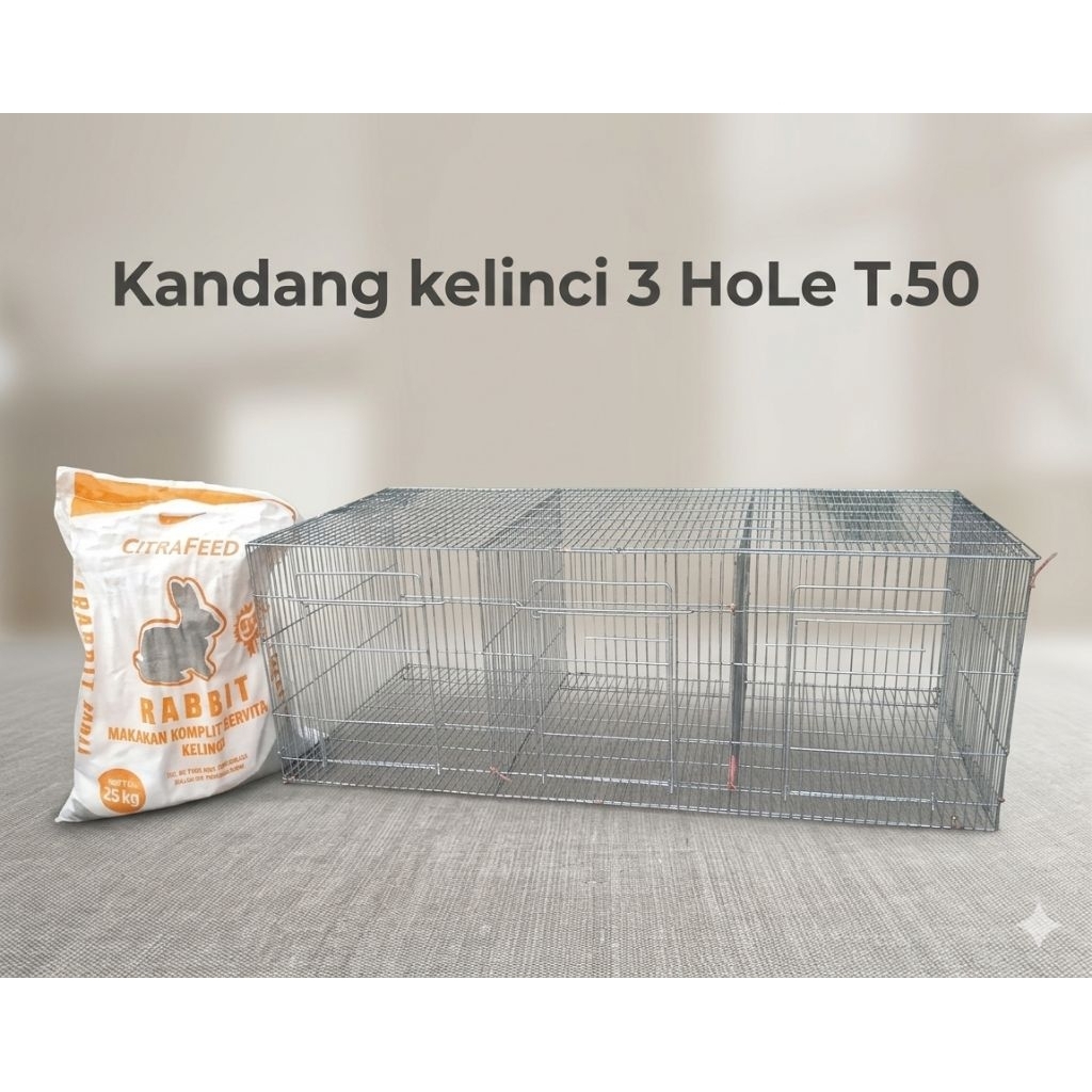 Kandang Galvanis 3 hole tinggi 50cm