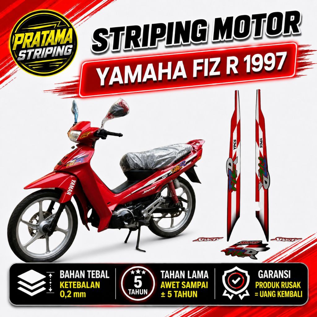 STRIPING F1ZR 1997 MERAH BIRU HITAM SILVER STICKER LIS LIST F1ZR 1997 MERAH BIRU HITAM SILVER STRIPI