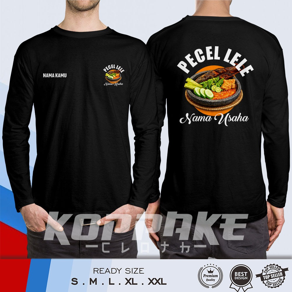Kaos Pecel Lele Vector Ulekan isi Pecel Lele Gratis Nama Usaha dan Nama Kamu Lengan Panjang Baju Dis