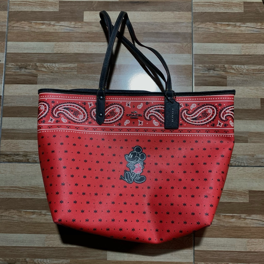 Coach X Disney Mickey Totebag "Paisley" Bandana Red (Authentic)