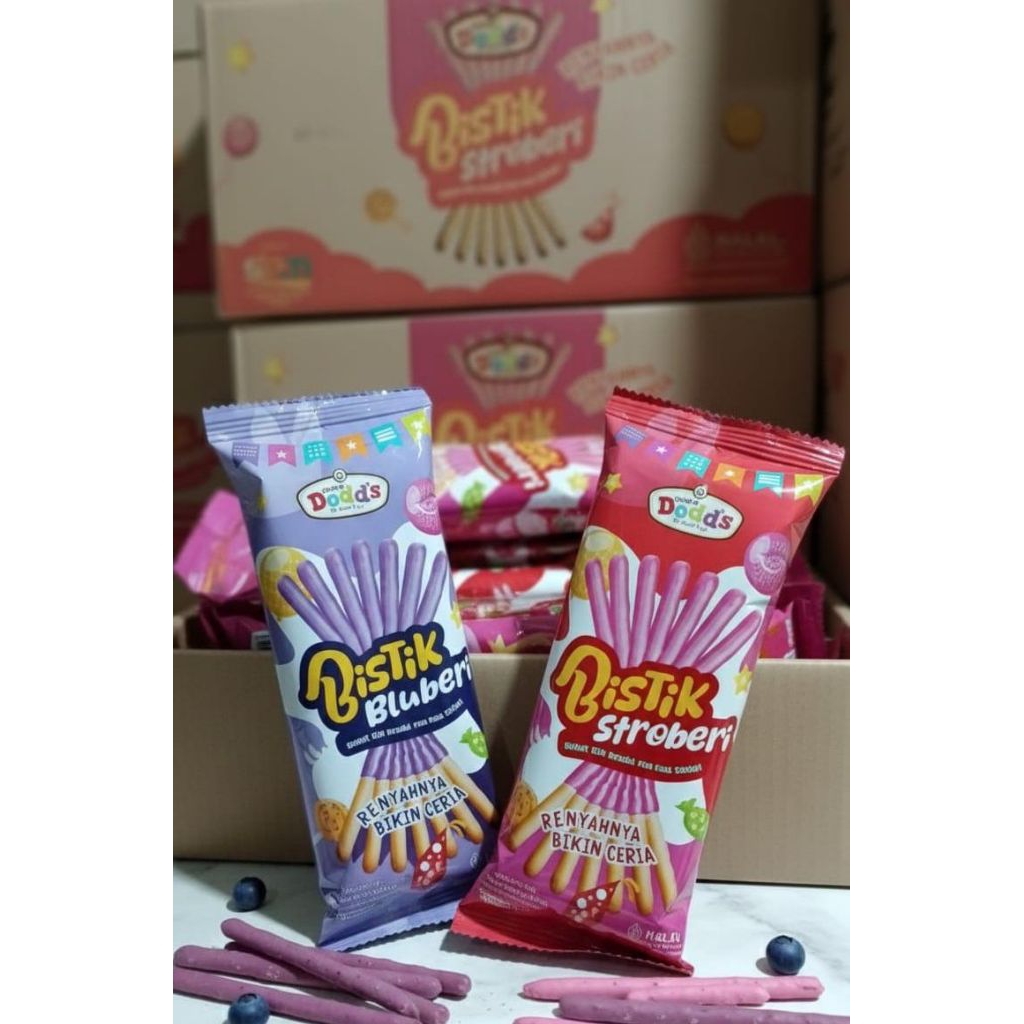 VIRAL Bistik Biskuit Stick Dodd's 1 Dus isi 40 @-+50 gr ( Rasa Stw & Blueberry) Exp aman Best Seller