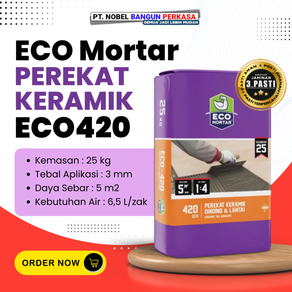 Semen Mortar ECO 420 Perekat Keramik 25kg - Perekat Keramik Granit Lantai Dinding Anti Lepas Kirim J