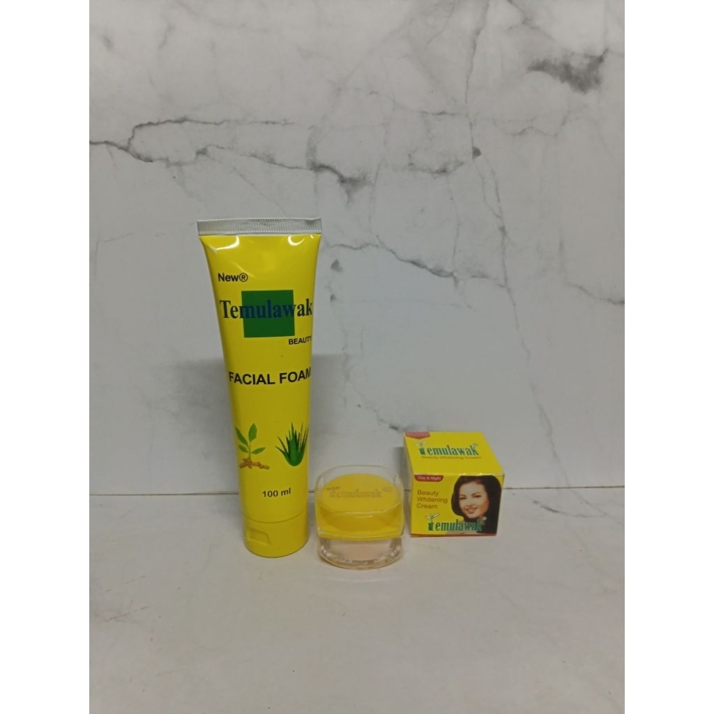Paket 2in1 Cream Temulawak Beauty Whitening Pot Kaca Whit Facial Foam Temulawak 100ml Original Bpom