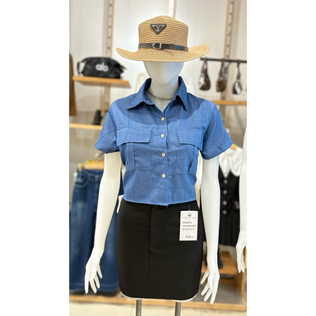 27927 KEMEJA CROP JEANS LOEWE IMPORT