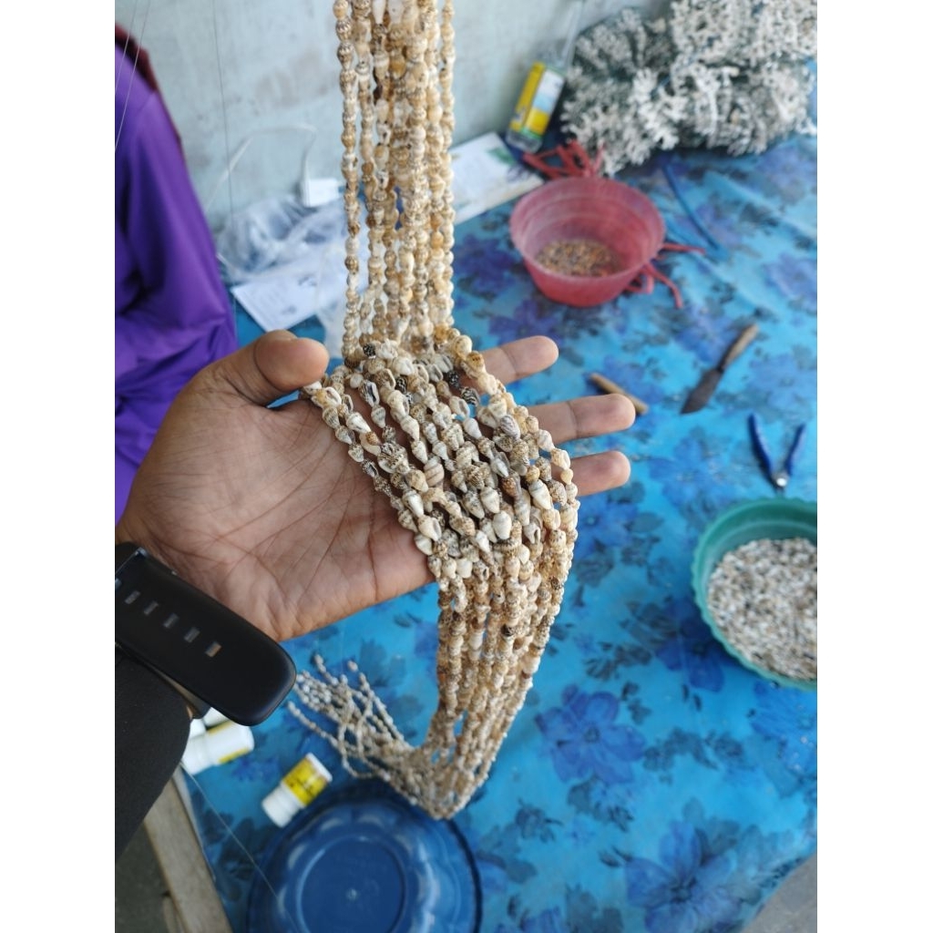 Tirai Kerang Jenis Berasan warna original kerang asli 20 Untai