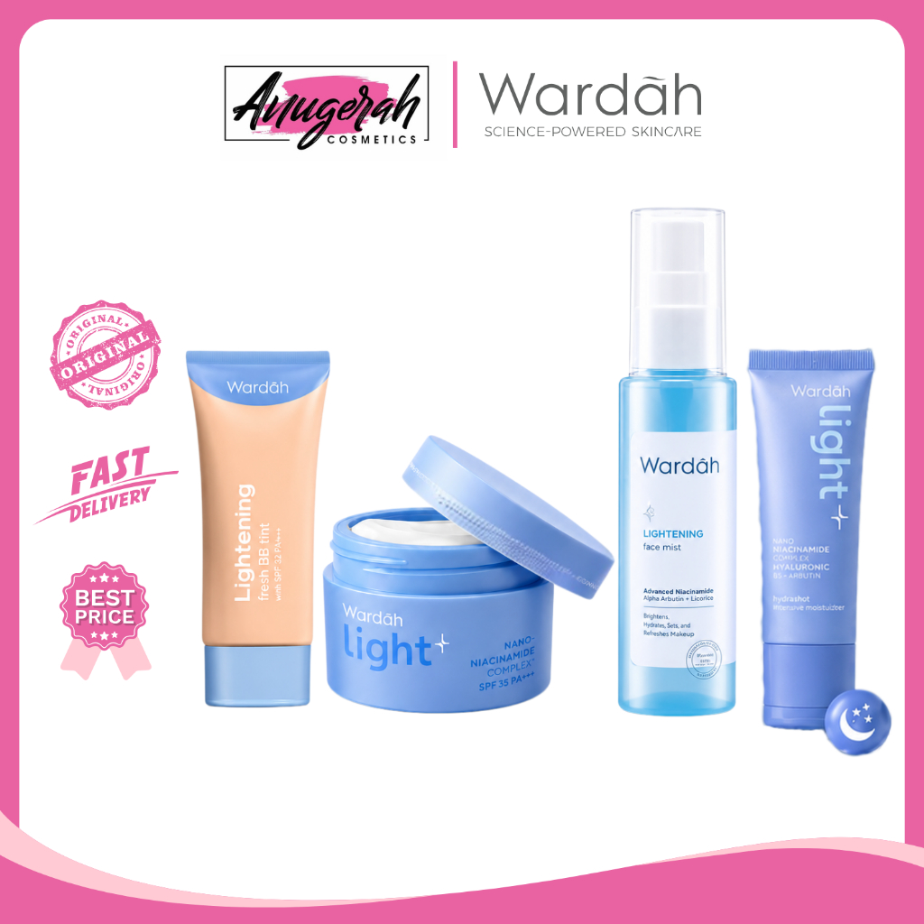 [ BUNDLE ] WARDAH Paket 4in1 Glowing Lightening day cream 30g - fresh bb tint - face mist 60ml - lig