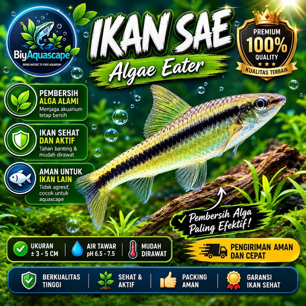 IKAN HIAS PEMBERSIH SAE ( SIAMESE ALGAE EATER )
