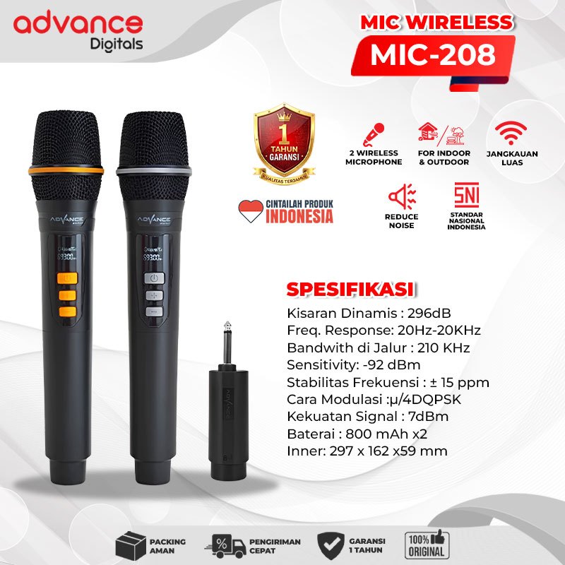 TERBARU ADVANCE - Wireless Microphone Wireless Double Charge
