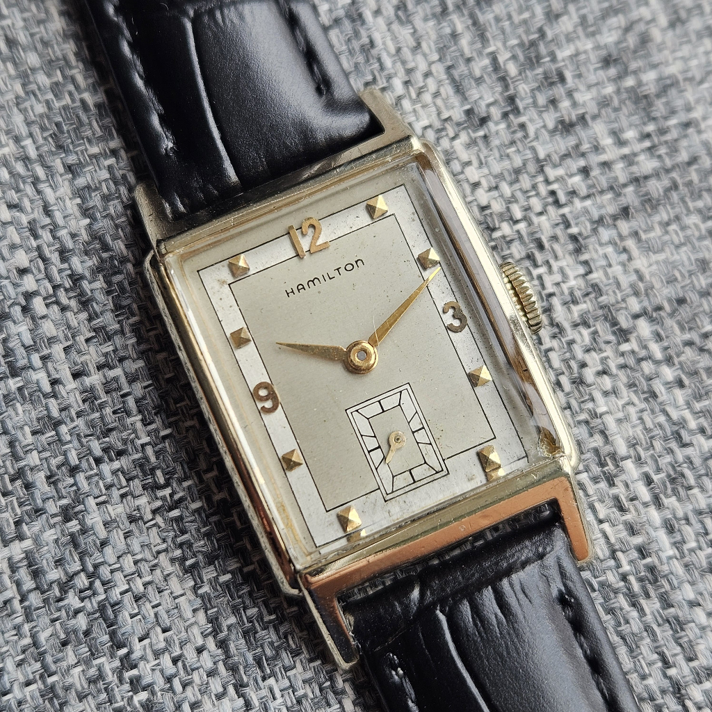 Vintage Hamilton Rectangular Dress Watch – 10 k Gold gilled - Small Seconds Elegant vintage watch