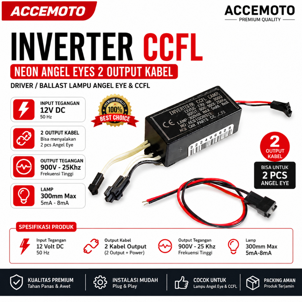 Inverter CCFL Neon Angel Eyes 2 Output Kabel