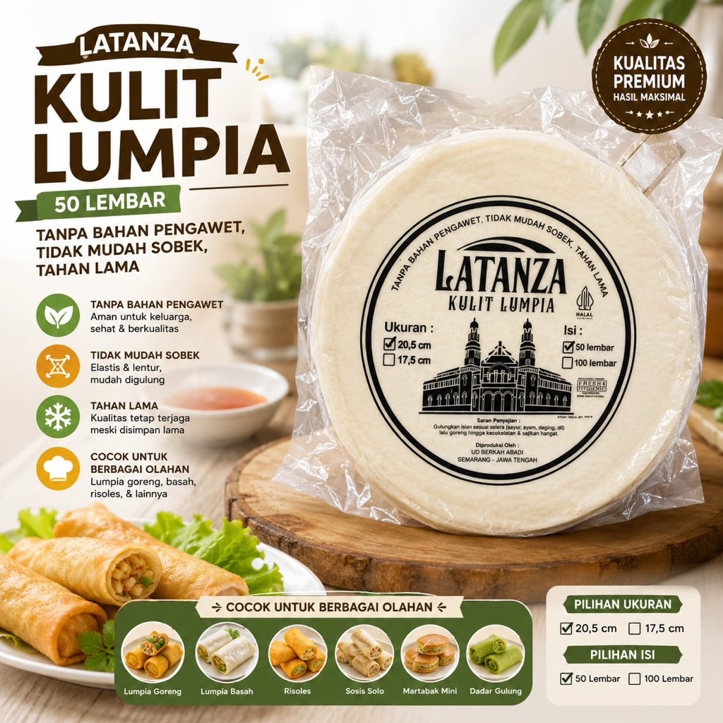 KULIT LUMPIA 20.5cm ISI 50PCS//FROZEN FOOD KHUSUS INSTAN AREA SEMARANG KOTA
