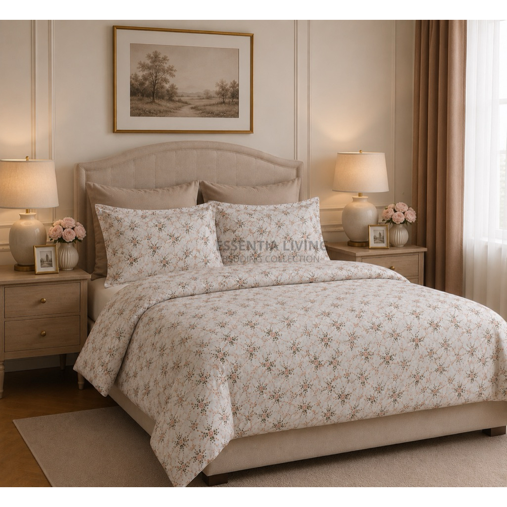 Sprei Katun CVC Premium Essentia Motif Edelweis– Homemade, Custom, CVC Premium, Ukuran 80–200 cm