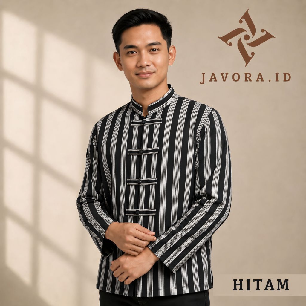 Javora - Surjan Koko Shanghai Pria Dewasa Atasan Surjan Koko shanghai Tenun Lurik Coklat Eksklusif