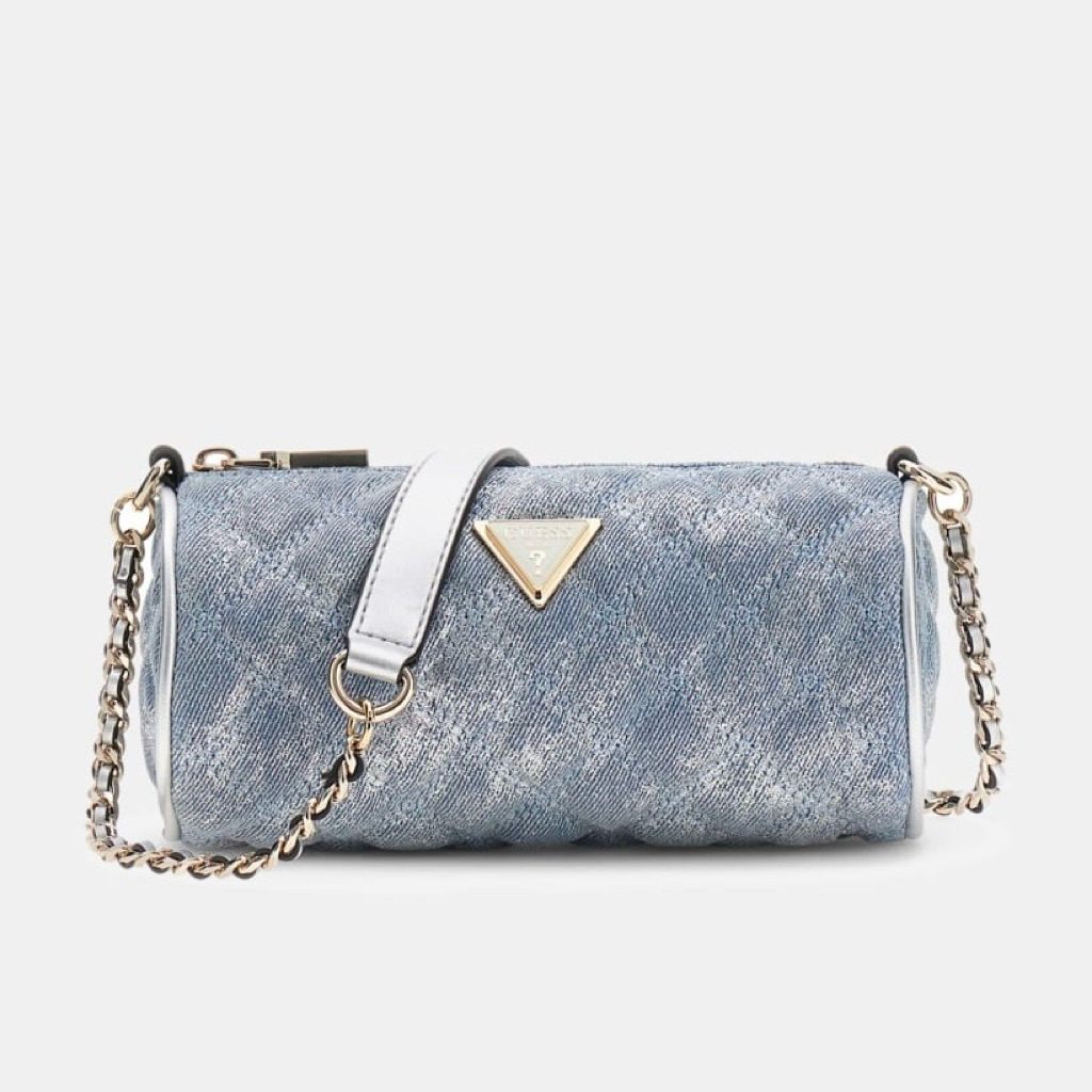 Guess Giully Top Handle / Shoulder Bag - Denim Metallic Original