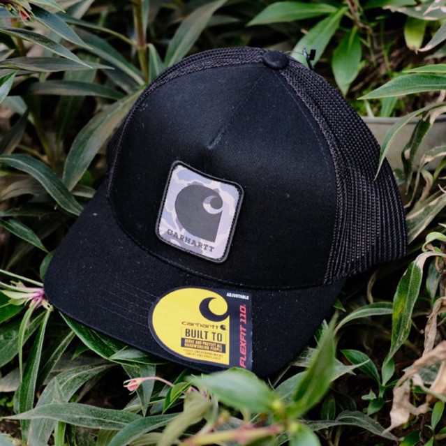 Carhartt Rugged Flex Mesh-Back Camo Patch Cap Black - Original 100%