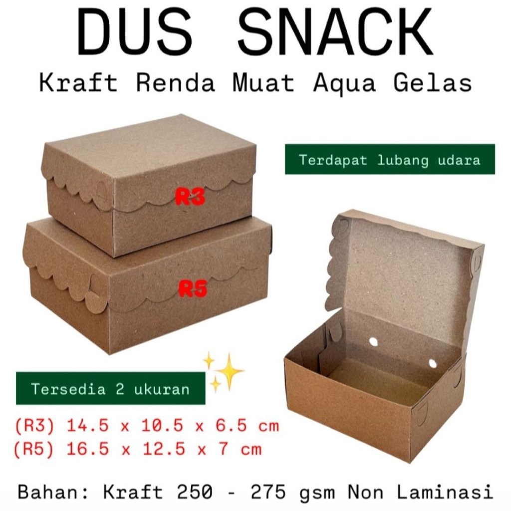 (ISI 100 PCS) BOX SNACK / DUS KUE / DUS 3 SNACK / BOX 5 KUE