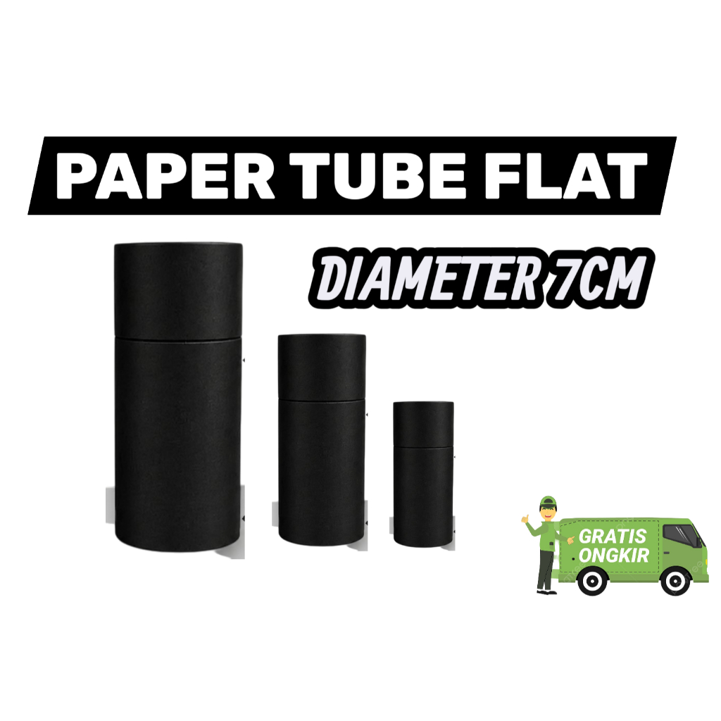 7.0 cm  / paper tube / Hitam / paper core / 1 set / tutup buka