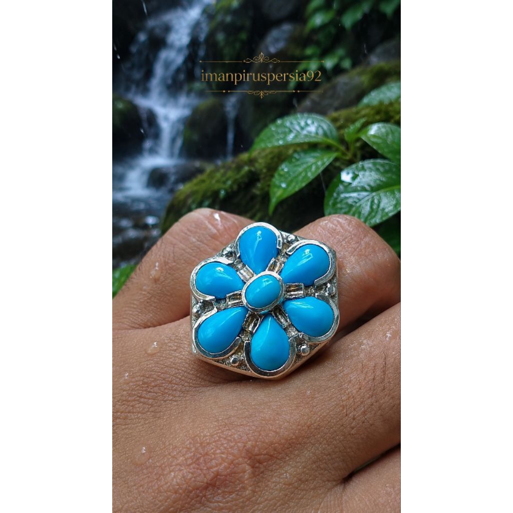 Natural pirus Persia Biru polos 7 pcs glossy